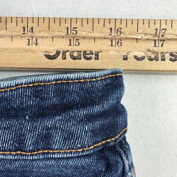 Zara Jeans Women 32 x 25* High Rise Boot Cut Crop Dark Blue Raw Hem Denim Tag 12 - Picture 16 of 16